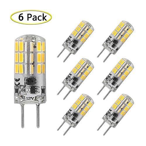 GY6.35 LED Bulb 4W GY6.35 Bulb Equivalent to 25W- 30W Halogen Bulbs, T4 JC Type G6.35/GY6.35 Base, AC/DC 12V Daylight White 6000K G6.35 Bulb, Not-Dimmable (6 Pack)