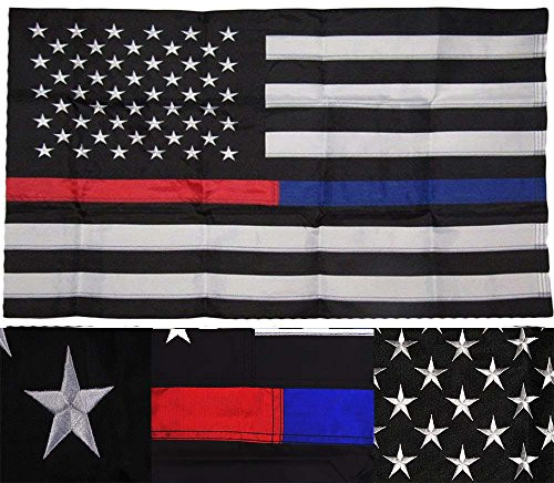 AES 3x5 Embroidered USA Thin Blue Red Line Pole Sleeve 210D Nylon Flag 3'x5' Fade Resistant Double Stitched Premium Penant House Banner AES 3x5 Embroidered USA Thin Blue Red Line Pole Sleeve 210D Nylon Flag 3'x5' Fade Resistant Double Stitched Premium Penant House Banner
