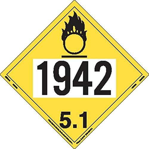 Labelmaster ZEZ61942 UN 1942 Oxidizer Hazmat Placard E-Z Removable Vinyl -Pack of 25-
