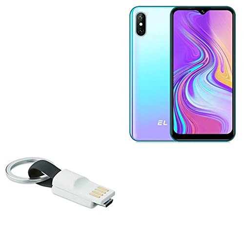 Cable for E and L D62 -Cable by BoxWave- - Micro USB Keychain Charger Key Ring Micro USB Cable for E and L D62 - Jet Black
