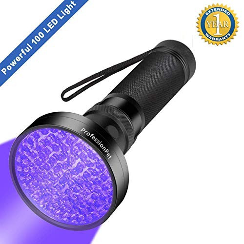 UV Blacklight Flashlight, Super Bright 100 LED 395nm Pet Dog Cat Urine Detector light Flashlight for Pet Urine Stains, UV Black light Flashlight for Bed Bugs, Scorpions, Home&Hotel (1)