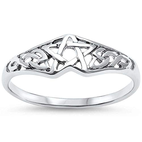 CloseoutWarehouse 925 Sterling Silver Pentagram Star Ring Size 6