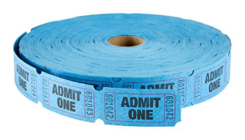 MACO Single Roll - Admit One - Tickets 1 x 2 Inches Blue 2000 Per Roll -18-611-