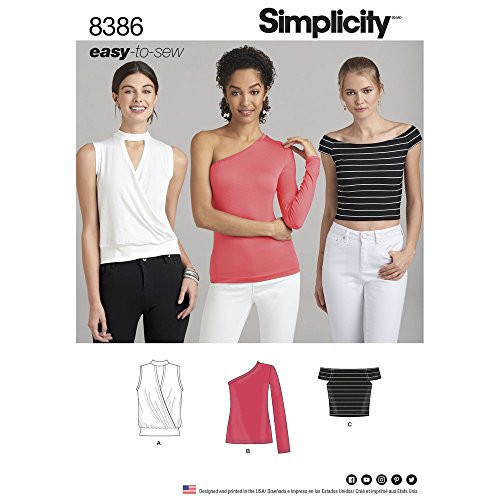 Simplicity Sewing Pattern D0666 - 8386 - Misses' Knit Top P5 -12-14-16-18-20-