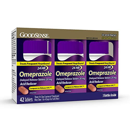 GoodSense Omeprazole Delayed Release Tablets 20 mg Stomach Acid Reducer for Frequent Heartburn Treatment 42 Count