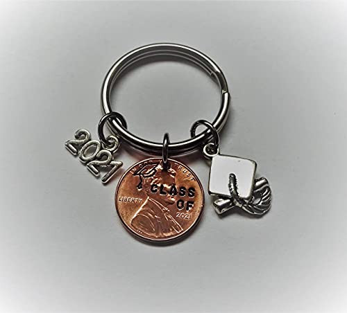Class of 2021 Graduate Keychain - Graduation Gift with Penny - Graduation Cap