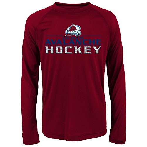 NHL Youth 8-20 Avalanche performance Long sleeve Tee L-14-16- Burgundy