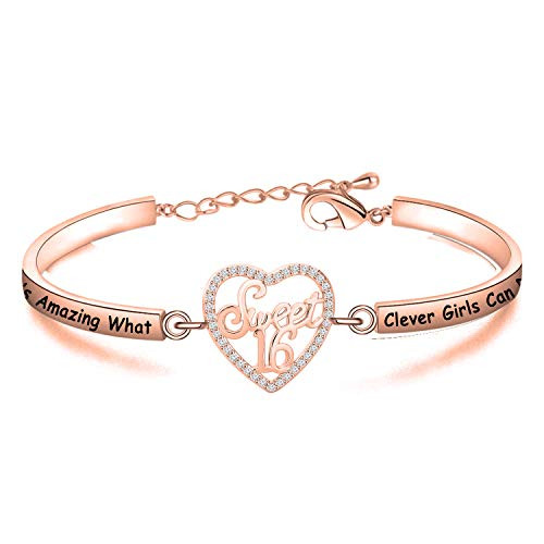 CYTING Sweet 16 Gift It's Amazing What Clever Girls Can Do Sweet 16 Bracelet Sweet 16 Jewelry Sweet Sixteen Birthday Gift for Girls -Sweet 16 Bracelet- CYTING Sweet 16 Gift It's Amazing What Clever Girls Can Do Sweet 16 Bracelet Sweet 16 Jewelry Sweet Sixteen Birthday Gift for Girls -Sweet 16 Bracelet-