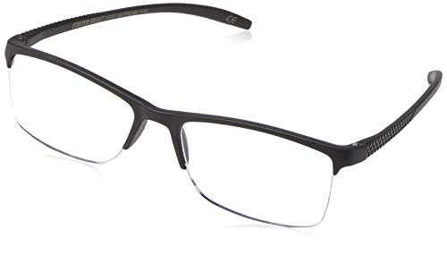 Foster Grant Men's Paolo Square Reading Glasses Black-Transparent 52 mm  plus 3