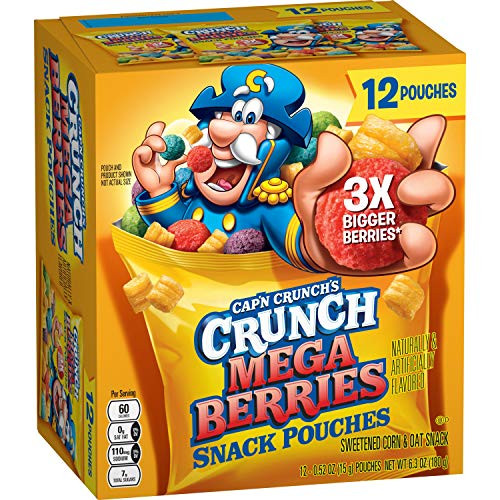 Cap'n Crunch's Crunch Mega Berries Sweetened Corn  and  Oat Snack Pouches 0.52 oz 12 count
