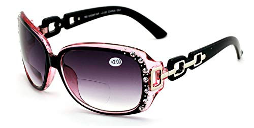 Oversized Rhinestones Women Bifocal Reading Sunglasses Reader Glasses Vintage Outdoor -Pink 2.25- Oversized Rhinestones Women Bifocal Reading Sunglasses Reader Glasses Vintage Outdoor -Pink 2.25-