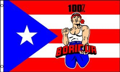 3x5 P.R. 100 percent Boricua Polyester Flag 3'x5 Super Polyester Nylon Fade Resistant Double Stitched Premium Penant House Banner Grommets