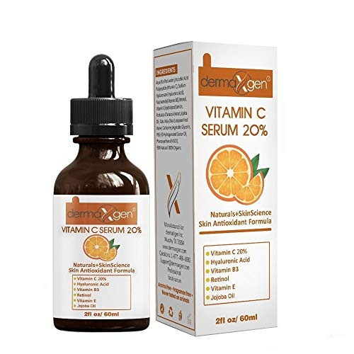 20 percent Vitamin C Serum -2 FL OZ - PURE ORGANIC Anti- Wrinkle  plus Hyaluronic Acid  plus Retinol  plus Vitamin E  plus Vitamin B  PURE ORGANIC- Boost Skin Collagen Facial Serum for Anti-Aging Fine Line Wrinkles