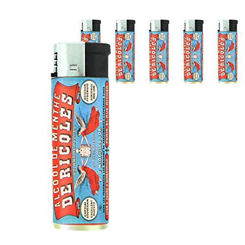Refillable Electronic Lighter Set of 5 Pieces D-089 Alcool De Menthe De Ricqles 43 Ans De Succes Paris