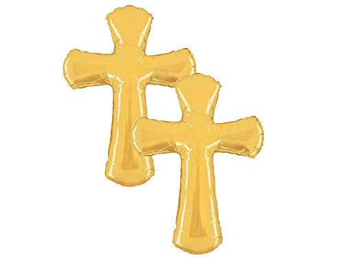 Set of 2 Gold Cross Jumbo 44" Foil Party Balloons Set of 2 Gold Cross Jumbo 44" Foil Party Balloons
