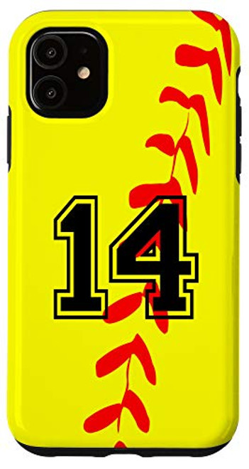iPhone 11 Softball Jersey Number 14 Fourteen No 14 Game Play Fun Case