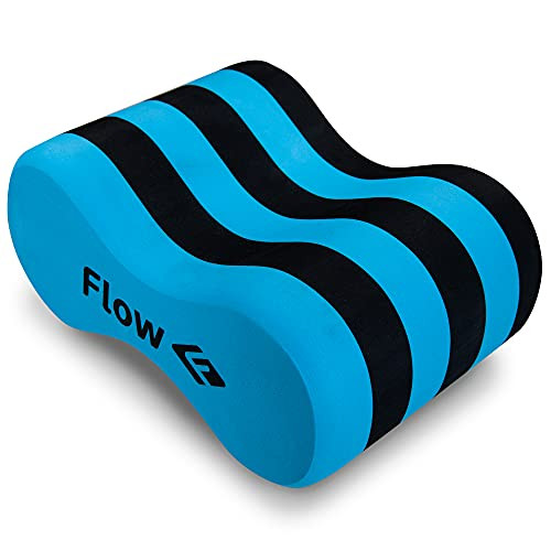 Flow Swim Gear Training Pull Buoy - Pull Float for Pool Lap Swimming in Adult and Junior Sizes -Blue-Black Junior-