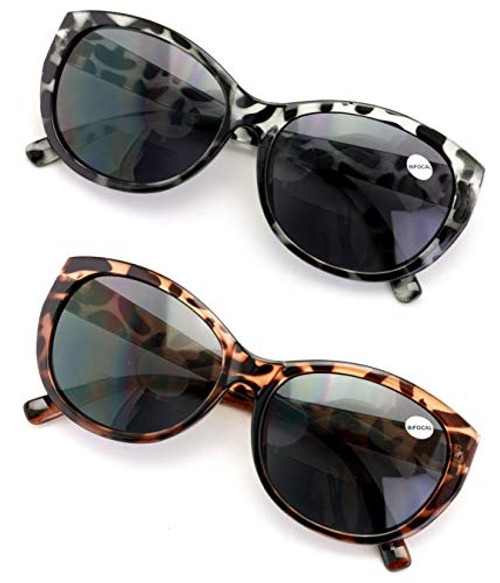 2 Pairs Women Bifocal Reading Sunglasses Reader Glasses Cateye Vintage Jackie Oval -1 Grey Leopard 1 Brown Leopard 2.00- 2 Pairs Women Bifocal Reading Sunglasses Reader Glasses Cateye Vintage Jackie Oval -1 Grey Leopard 1 Brown Leopard 2.00-