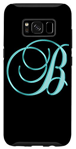 Galaxy S8 B Teal Black Turquoise Yellow Initial Monogram Letter Name Case