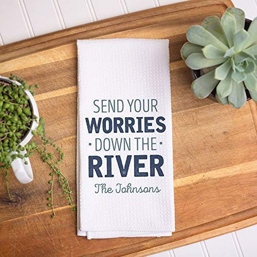 Personalized River House Kitchen Towel Personalized River House Tea Towel Family Name River Cabin Hand Towel Mountain House Gift Kitchen Decor