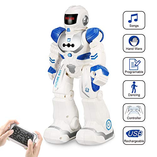 Remote Control Robots for Kids by FUNEW-RC Programmable Robotics with Infrared Controller Toys, Gesture Sensing Interactive Walking Singing Dancing Robot Kit for Childrens Entertainment?Blue