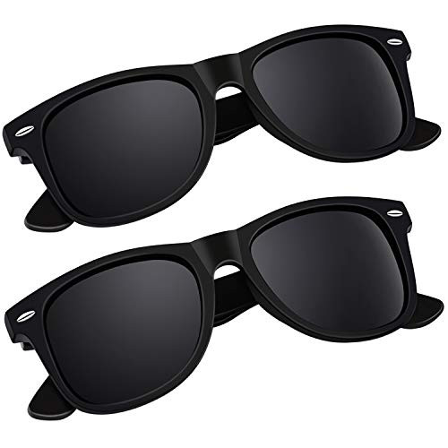 SUNIER Polarized Sunglasses for Men and Women EyewearBlack UV400 Lens Retro Classic Square Shades 2 PackSR003