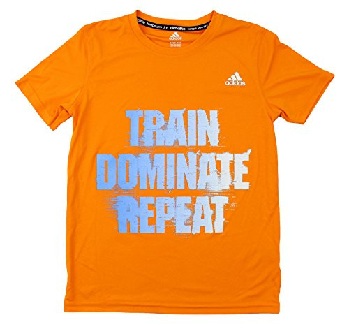 adidas Youth Big Boys Short Sleeve Climalite Train Dominate Repeat Tee -X-Large -18- Orange-