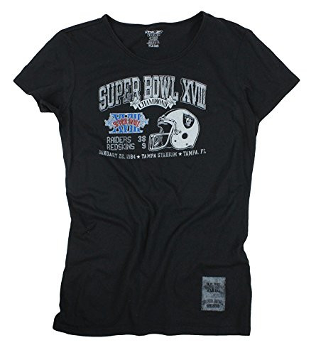 Oakland Raiders NFL Super Bowl XVIII Champions Women's Super Soft Tee Black -Medium-