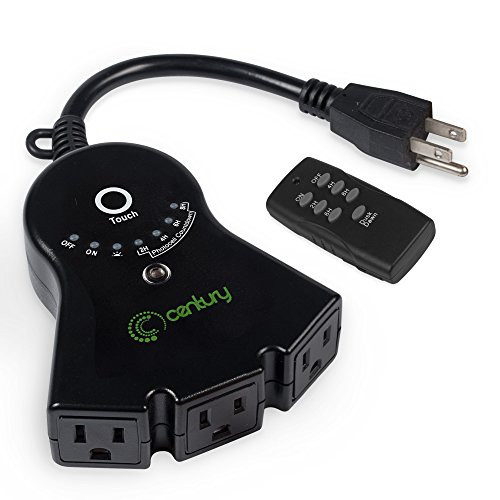 Century Outdoor 24-Hour Water Resistant Photoelectric Countdown Timer Photocell Light Sensor (2, 4, 6 or 8 Hours Countdown Mode) 3 Grounded Outlets Remote Control (100 ft Range) for Home and Garden