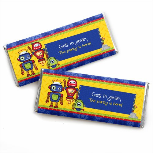 Robots - Candy Bar Wrappers Baby Shower or Birthday Party Favors - Set of 24 Robots - Candy Bar Wrappers Baby Shower or Birthday Party Favors - Set of 24