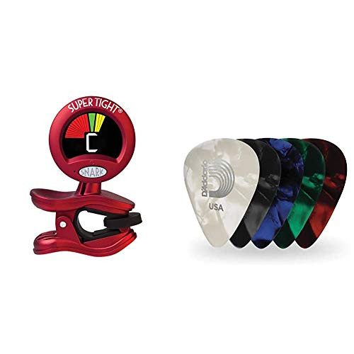 Snark ST-2 Multi-Instrument Chromatic Tuner -Current Model-  and  D'Addario Assorted Pearl Celluloid Guitar Picks 10 Pack Medium