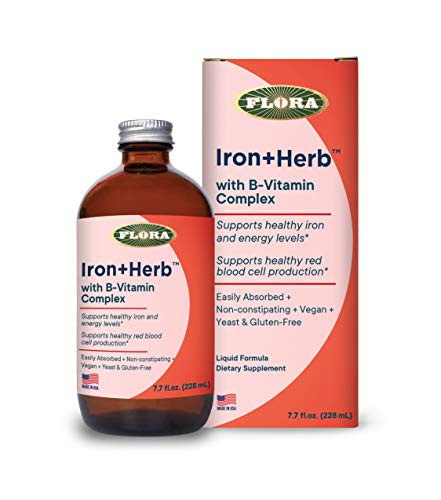 Flora  Iron  plus Herb Liquid Vegan Iron with B-Vitamin Non-constipating 7.7 Fl Oz