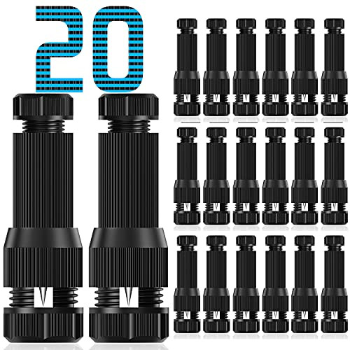 20 Pack Low Voltage Landscape Light Wire Connector Fntek Outdoor 14-20 Gauge Cable Connectors for Landscape Path Lights Work with Malibu Paradise Moonrays and More