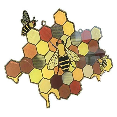 Kidyawn Queen and Bee Protect Honey Suncatcher - Bee Stained Glass Bee Suncatchers Happy Bee's Day Hanging Sign Indoor Outdoor Door Windows Wall Farmhouse Ornament Bumblebee Art Party Decoration -B- Kidyawn Queen and Bee Protect Honey Suncatcher - Bee Stained Glass Bee Suncatchers Happy Bee's Day Hanging Sign Indoor Outdoor Door Windows Wall Farmhouse Ornament Bumblebee Art Party Decoration -B-