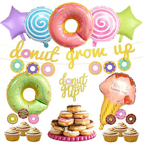 Donut Party Decorations Doughnut Balloons Donut Grow Up Banner and Cake Topper for Sweet Donut Time Birthday Party Donut Party Decorations Doughnut Balloons Donut Grow Up Banner and Cake Topper for Sweet Donut Time Birthday Party