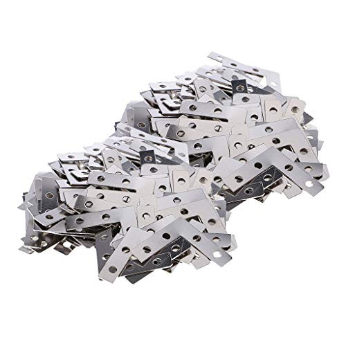 Prettyia 200 Pieces Metal L Shape Corner Brace Plate Flat Angle Bracket Picture Frame
