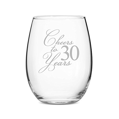 Birthday Wine Glass - Cheers to 30 Years Stemless 15 oz Wine Glass