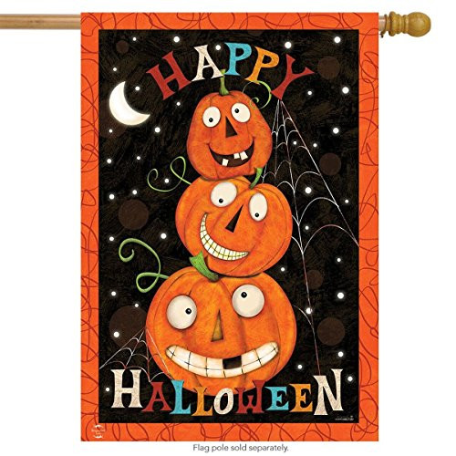 Briarwood Lane Happy Jacks Halloween House Flag Jack O'Lantern Holiday 28" x 40"