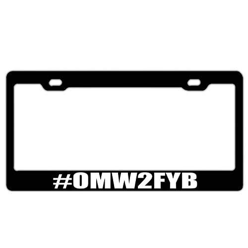 Lplpol License Plate Frame Omw2fyb On My Way to F Your B JDM Black Car Licenses Plate Covers for US Vehicles
