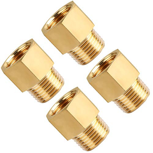 SUNGATOR 4-Pack Brass Pipe Fitting Reducer Adapter 1-2" NPT Male Pipe x 1-2" NPT Female Pipe