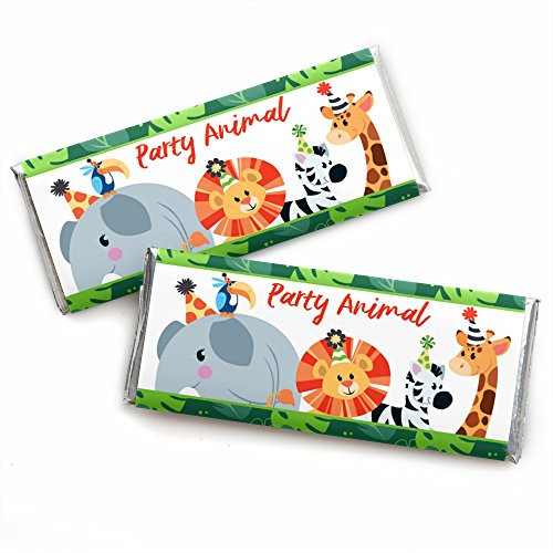Jungle Party Animals - Candy Bar Wrapper Safari Zoo Animal Birthday Party or Baby Shower Favors - Set of 24 Jungle Party Animals - Candy Bar Wrapper Safari Zoo Animal Birthday Party or Baby Shower Favors - Set of 24