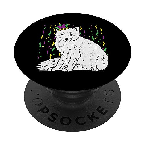 Arctic Snow Fox Jester Hat Cute Mardi Gras Animal Lover Gift PopSockets PopGrip- Swappable Grip for Phones  and  Tablets