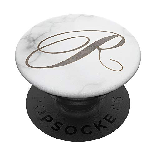 Gray Watercolor Monogram Initial Letter R PopSockets PopGrip- Swappable Grip for Phones  and  Tablets