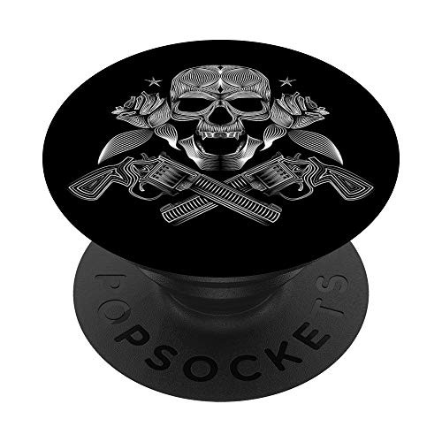 Skull Rose And Gun Pop Socket PopSockets PopGrip- Swappable Grip for Phones  and  Tablets