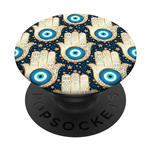 Turkish Evil Eye Pattern Phone Grip Hamsa Hand Protection PopSockets PopGrip- Swappable Grip for Phones  and  Tablets