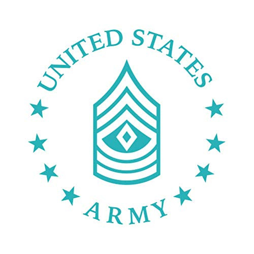 E-8 First Sergeant US Army Rank Sticker - Decal - Die Cut - 1SG OR-8 E8 - Teal 10.13" x 10.00"