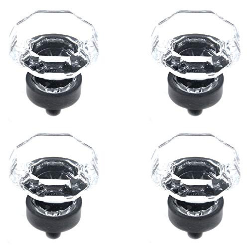 Tulead Cabinet Drawer Knobs Crystal Pull Knobs 1.3"x1.54" Furniture Handle Pulls Dresser Closet Pull Handles Modern Knobs with Zinc Alloy BasePack of 4