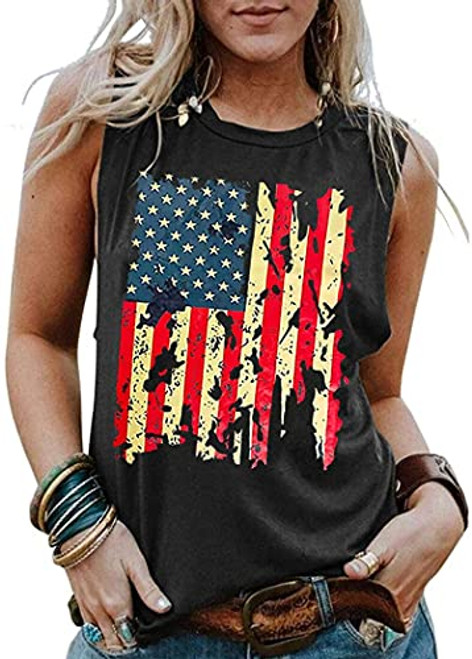 KNEYATTA American Flag Tank Tops 4th of July Women Patriotic Sleeveless Shirt Summer Casual Racerback T-Shirt -Grey L- KNEYATTA American Flag Tank Tops 4th of July Women Patriotic Sleeveless Shirt Summer Casual Racerback T-Shirt -Grey L-
