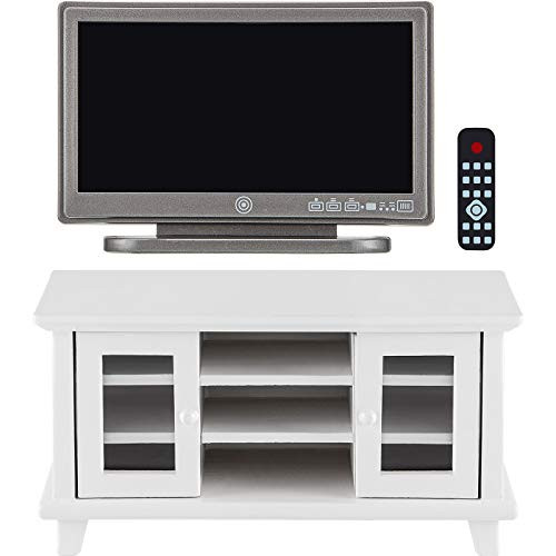 Skylety 2 Pieces 1-12 Miniature TV Television with Remote Control TV Cabinet Dollhouse Television Dollhouse Mini Furniture Model Toy Dollhouse Decoration Accessories Skylety 2 Pieces 1-12 Miniature TV Television with Remote Control TV Cabinet Dollhouse Television Dollhouse Mini Furniture Model Toy Dollhouse Decoration Accessories