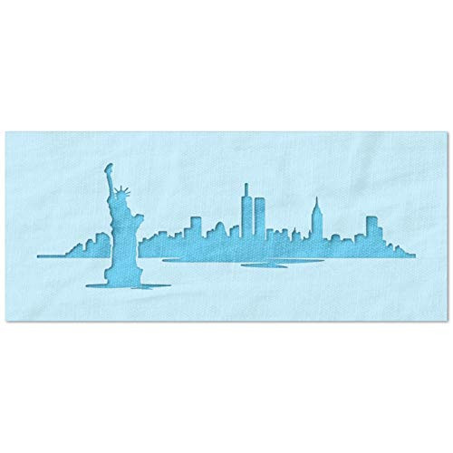 Stencil Stop Statue of Liberty New York City Skyline Stencil - Reusable for DIY Projects Painting Drawing Crafts - 14 Mil Mylar Plastic -9 x 3 inches-
